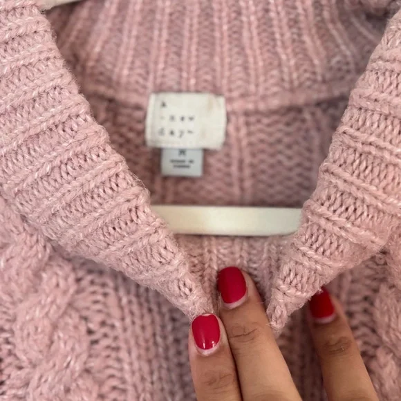 a new day Blush Cable Knit Mock Neck Sweater - Picture 3 of 3